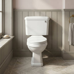 [BCKI003] Madeley Traditional White Close Coupled Bathroom Toilet with Cistern & Soft Close Seat - 470mm - Silo