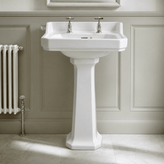 [BCKI004] Madeley Traditional 2 Tap Hole Ceramic Bathroom Basin Sink & Full Pedestal - 560mm - Lifestyle 1