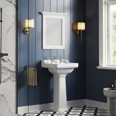 [BCKI004] Madeley Traditional 2 Tap Hole Ceramic Bathroom Basin Sink & Full Pedestal - 560mm - Lifestyle 3