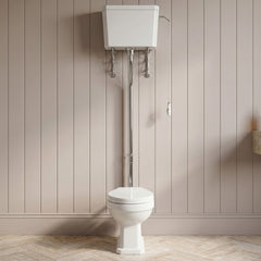 [BCKI006] Madeley Traditional Toilet with High Level Cistern, Flush Pipe Kit and Soft Close Toilet Seat - Silo