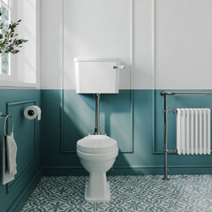 [BCKI007] Madeley Traditional Toilet with Mid Level Cistern, Flush Pipe Kit and Soft Close Toilet Seat - Lifestyle 1