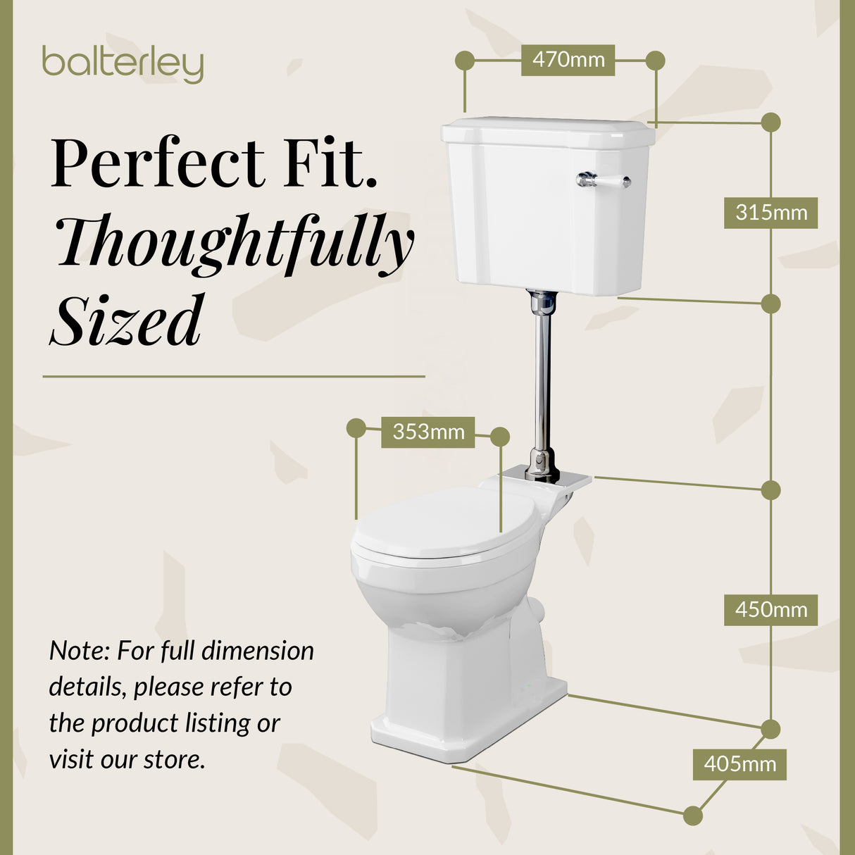 Madeley Traditional Toilet with Mid Level Cistern, Flush Pipe Kit and Soft Close Toilet Seat