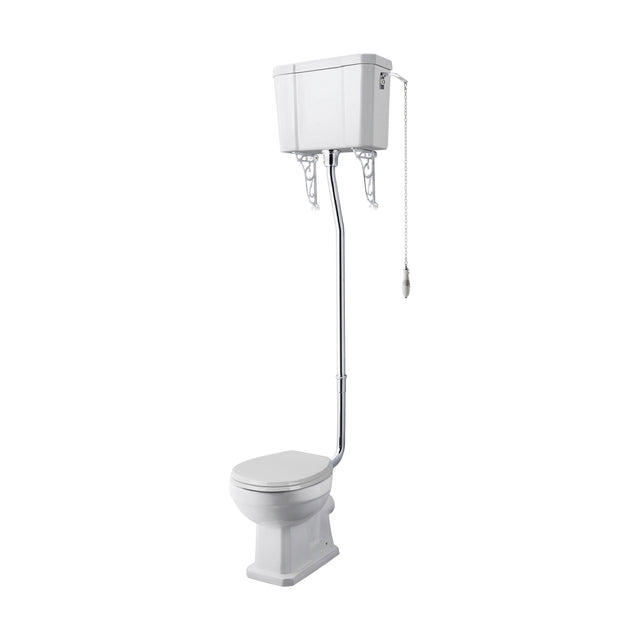 [BCKI010] Madeley Traditional Comfort Height Toilet with High Level Cistern, Flush Pipe Kit and Soft Close Toilet Seat - Cutout