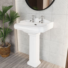[BCLG004] Whitgreave Traditional 2 Tap Hole Basin and Full Pedestal, 915 x 470 x 590mm - Lifestyle 3