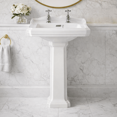 [BCLG004] Whitgreave Traditional 2 Tap Hole Basin and Full Pedestal, 915 x 470 x 590mm - Silo