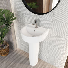[BCMI002] Balterley Hopwas Ceramic D Shape Basin & Full Pedestal - 420 or 520mm Basin - Lifestyle 2