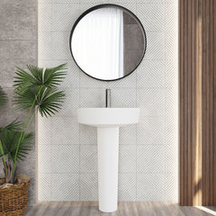 [BCMI003] Balterley Hopwas Ceramic D Shape Basin & Full Pedestal - 420 or 520mm Basin - Lifestyle 1