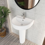 Balterley Hopwas Ceramic D Shape Basin & Full Pedestal - 420 or 520mm Basin