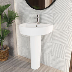 [BCMI003] Balterley Hopwas Ceramic D Shape Basin & Full Pedestal - 420 or 520mm Basin - Lifestyle 3