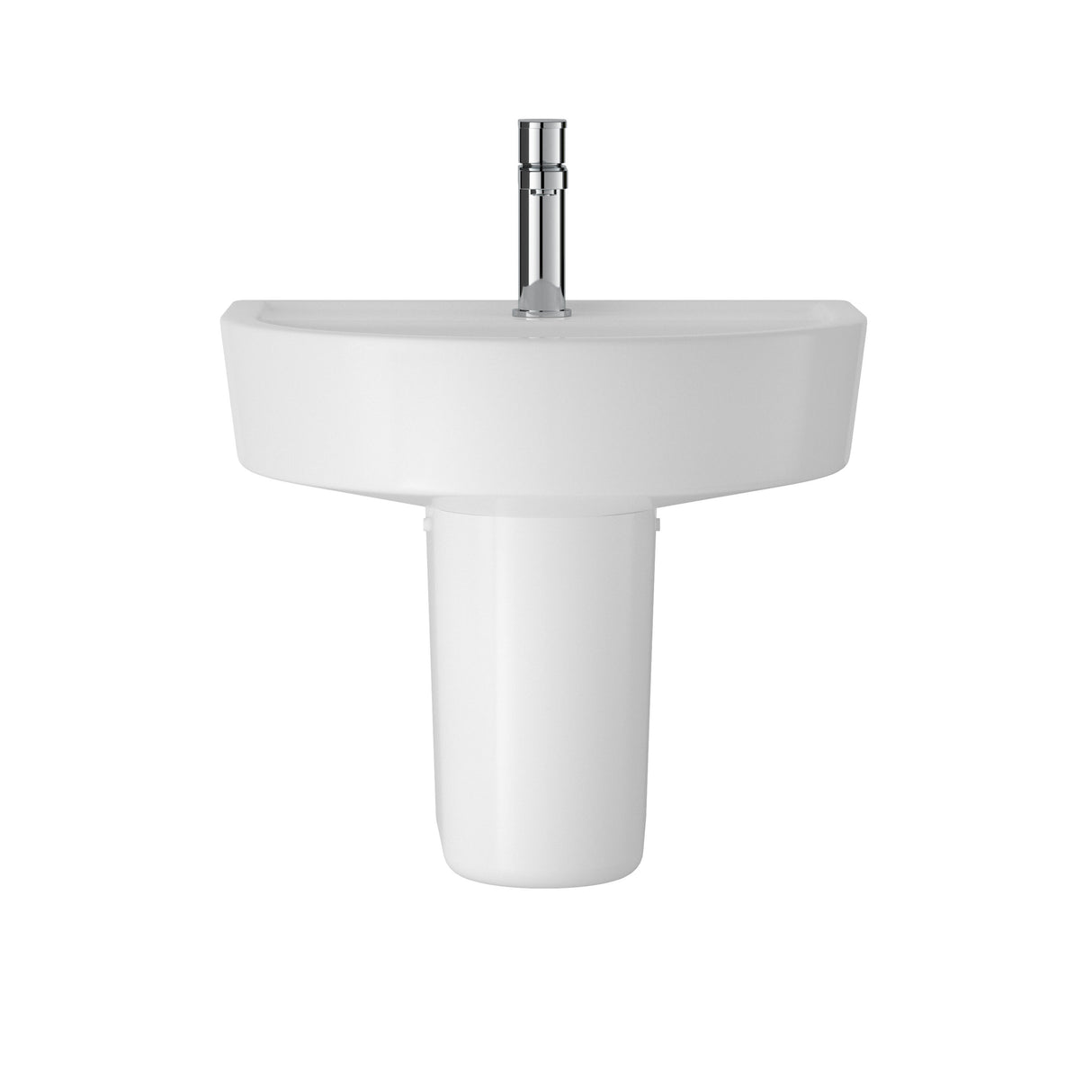 Hopwas Round D Shape Ceramic Basin and Semi Pedestal - 420 or 520mm Basin
