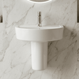 [BCMI004] Hopwas Round D Shape Ceramic Basin and Semi Pedestal - 420 or 520mm Basin - Silo