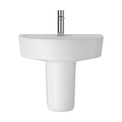 [BCMI005] Hopwas Round D Shape Ceramic Basin and Semi Pedestal - 420 or 520mm Basin - Cutout