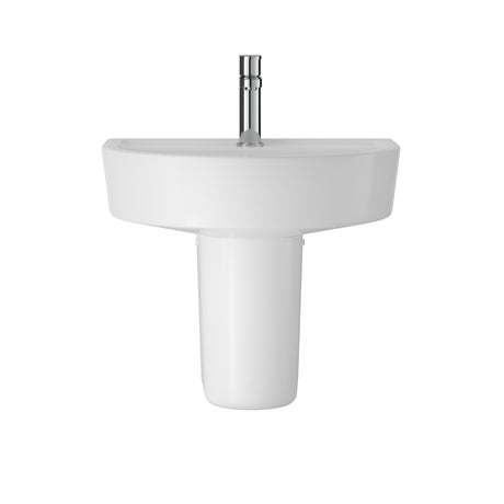 Hopwas Round D Shape Ceramic Basin and Semi Pedestal - 420 or 520mm Basin