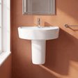 [BCMI005] Hopwas Round D Shape Ceramic Basin and Semi Pedestal - 420 or 520mm Basin - Silo