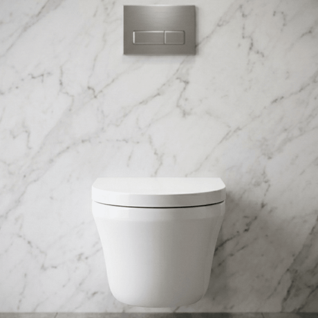 [BCMI027] Hopwas Contemporary Round Wall Hung Toilet Pan and Soft Close Seat, 445 x 360 x 530mm - Silo