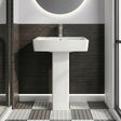 [BCOP009] Forsbrook Modern White Square 1 Tap Hole Bathroom Basin & Full Pedestal - Choice of Size (520mm or 600mm) - Silo