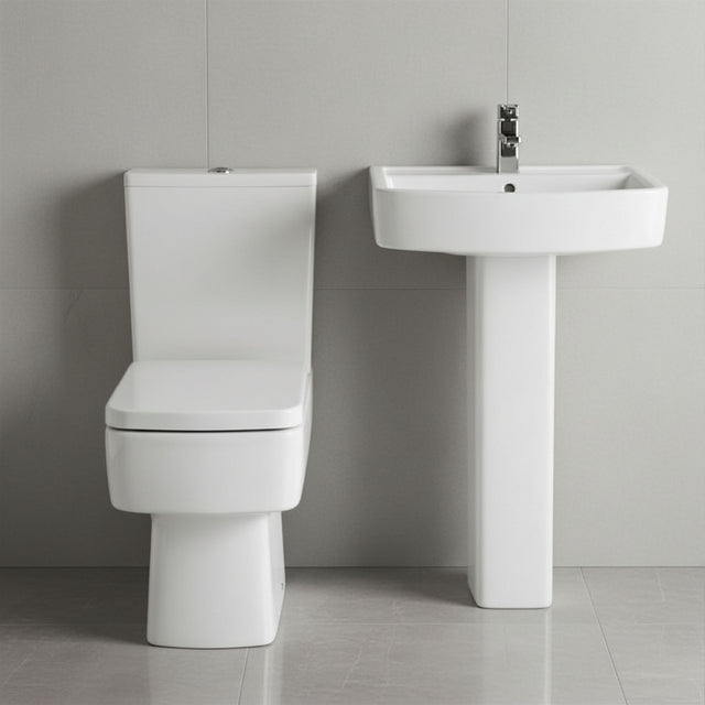 [BCOP012] Forsbrook Square 1 Tap Hole Bathroom Basin - Choose Size and Pedestal Type - Silo