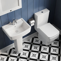 [BCOP013] Forsbrook Square 1 Tap Hole Bathroom Basin - Choose Size and Pedestal Type - Lifestyle 2