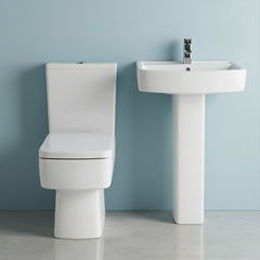 [BCOP013] Forsbrook Square 1 Tap Hole Bathroom Basin - Choose Size and Pedestal Type - Silo
