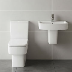 [BCOP014] Forsbrook Square 1 Tap Hole Bathroom Basin - Choose Size and Pedestal Type - Silo