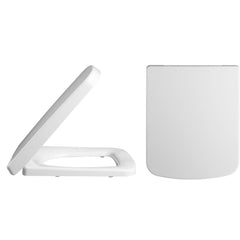 [BCOP196] Square Top Fix Soft Close Toilet Seat with Squared Edge - White - Cutout