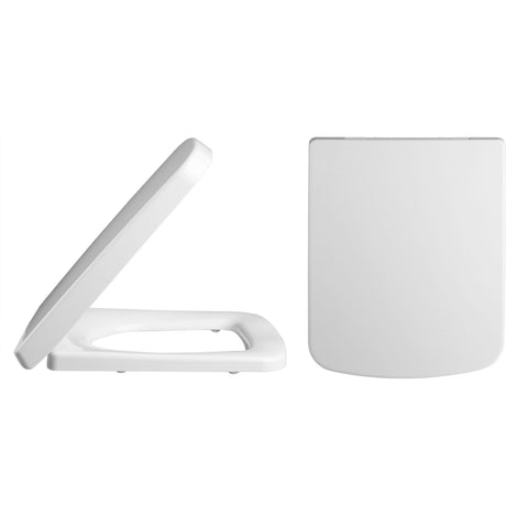 [BCOP196] Square Top Fix Soft Close Toilet Seat with Squared Edge - White - Cutout