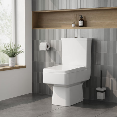 [BCOP196] Square Top Fix Soft Close Toilet Seat with Squared Edge - White - Lifestyle 2