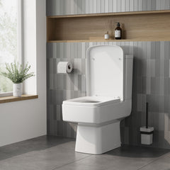 [BCOP196] Square Top Fix Soft Close Toilet Seat with Squared Edge - White - Lifestyle 3