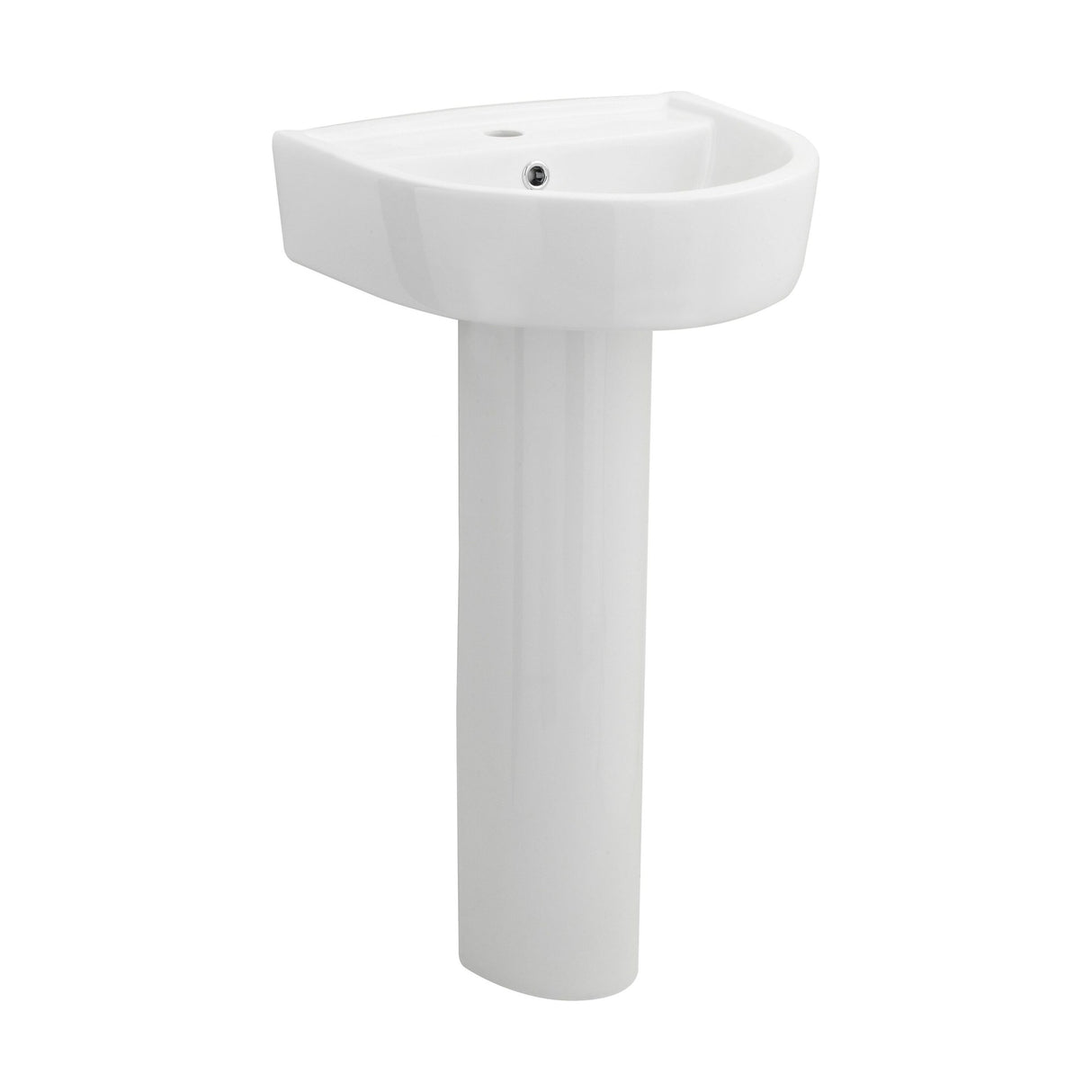 [BCPR001] Dilhorne D Shaped 1 Tap Hole Ceramic Basin and Pedestal - 520mm or 420mm - Choice of Semi or Full Pedestal - Cutout
