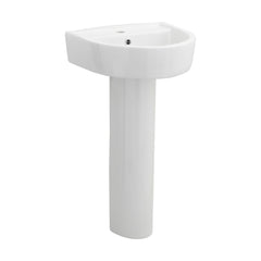 [BCPR001] Dilhorne D Shaped 1 Tap Hole Ceramic Basin and Pedestal - 520mm or 420mm - Choice of Semi or Full Pedestal - Cutout