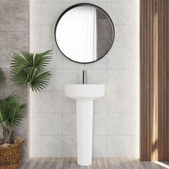 [BCPR001] Dilhorne D Shaped 1 Tap Hole Ceramic Basin and Pedestal - 520mm or 420mm - Choice of Semi or Full Pedestal - Lifestyle 1