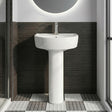 [BCPR001] Dilhorne D Shaped 1 Tap Hole Ceramic Basin and Pedestal - 520mm or 420mm - Choice of Semi or Full Pedestal - Silo