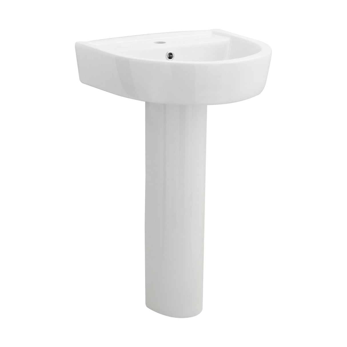 [BCPR002] Dilhorne D Shaped 1 Tap Hole Ceramic Basin and Pedestal - 520mm or 420mm - Choice of Semi or Full Pedestal - Cutout