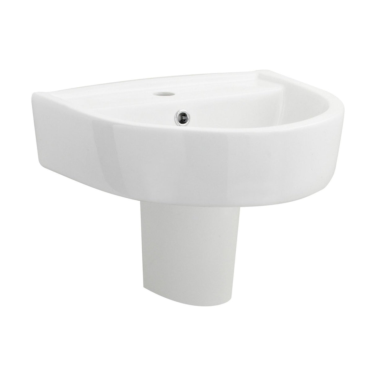 [BCPR003] Dilhorne D Shaped 1 Tap Hole Ceramic Basin and Pedestal - 520mm or 420mm - Choice of Semi or Full Pedestal - Cutout