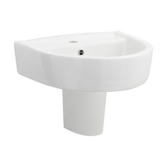 [BCPR003] Dilhorne D Shaped 1 Tap Hole Ceramic Basin and Pedestal - 520mm or 420mm - Choice of Semi or Full Pedestal - Cutout