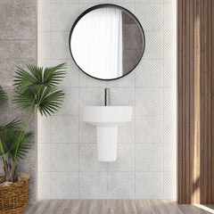 [BCPR003] Dilhorne D Shaped 1 Tap Hole Ceramic Basin and Pedestal - 520mm or 420mm - Choice of Semi or Full Pedestal - Lifestyle 1