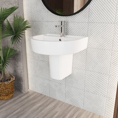 [BCPR004] Dilhorne D Shaped 1 Tap Hole Ceramic Basin and Pedestal - 520mm or 420mm - Choice of Semi or Full Pedestal - Lifestyle 3