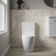 [BCPR005] Dilhorne Round Semi Flush to Wall Toilet with Soft Close Seat - Lifestyle 1