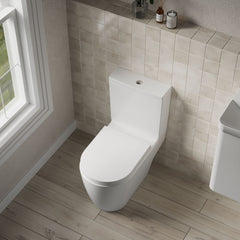 [BCPR005] Dilhorne Round Semi Flush to Wall Toilet with Soft Close Seat - Lifestyle 2