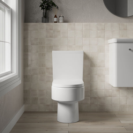 [BCPR006] Dilhorne Round Semi Flush to Wall D Shape Toilet Pan with Cistern – 790 x 380 x 660mm - Lifestyle 1