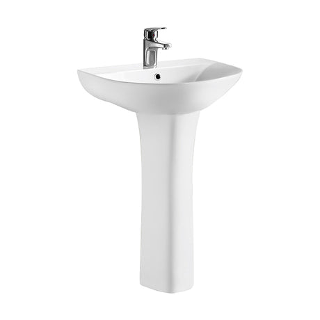 [BCQU300] 1 Tap Hole Round Ceramic Basin & Full Pedestal - 560mm - Cutout