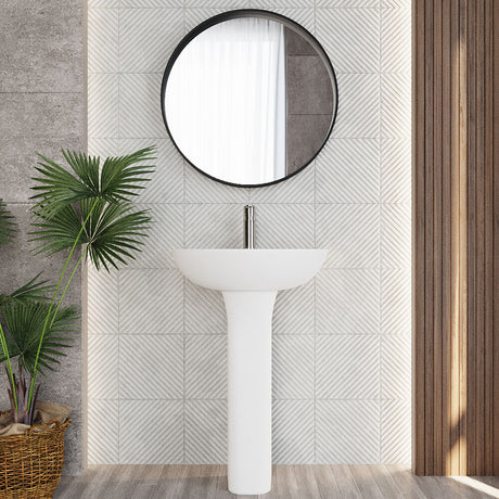 [BCQU300] 1 Tap Hole Round Ceramic Basin & Full Pedestal - 560mm - Lifestyle 1