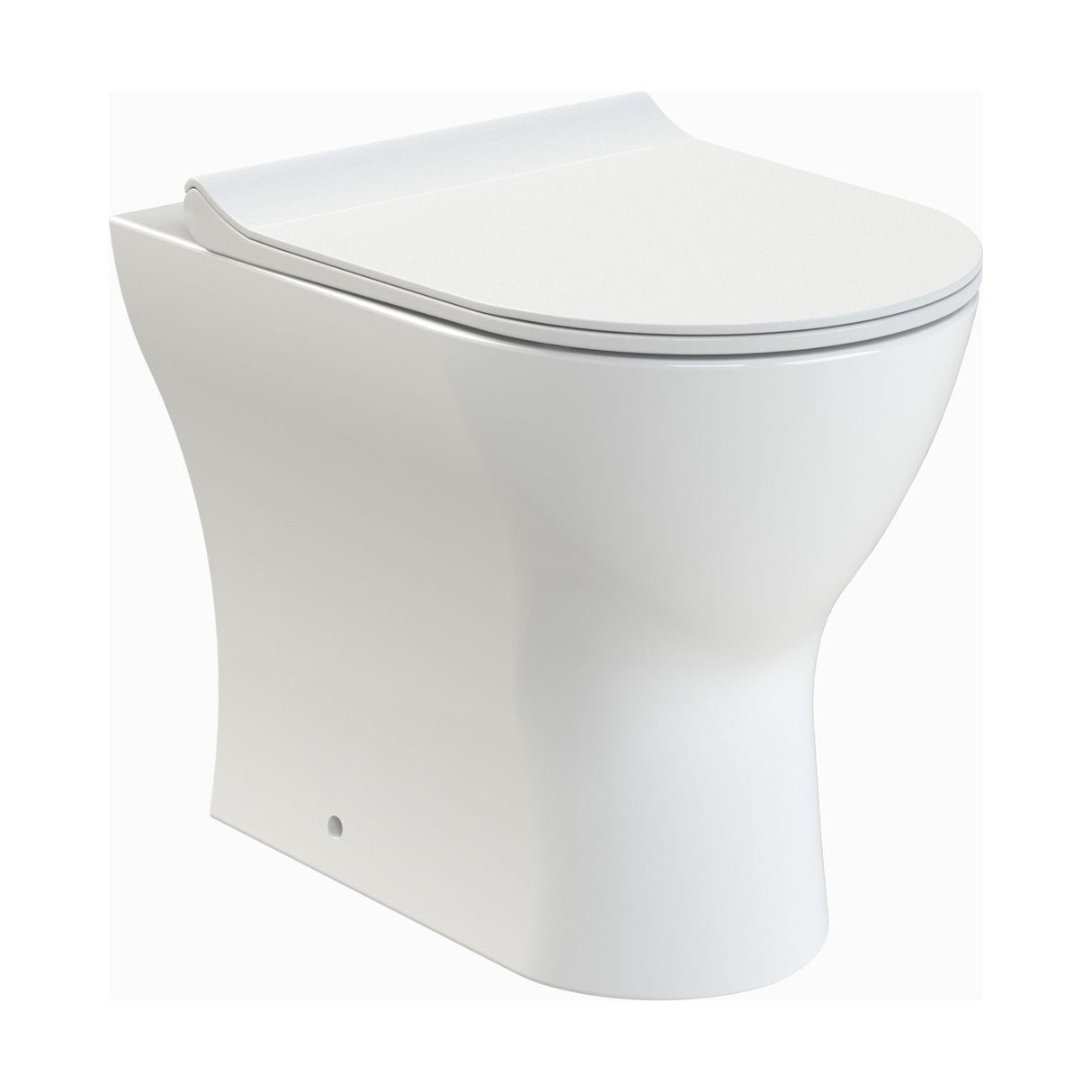 [BCQU306] Rimless Back to Wall Toilet Pan with Soft Close Sandwich Seat, Modern Compact Ceramic WC Design - White by Balterley - Cutout