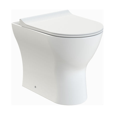 [BCQU306] Rimless Back to Wall Toilet Pan with Soft Close Sandwich Seat, Modern Compact Ceramic WC Design - White by Balterley - Cutout