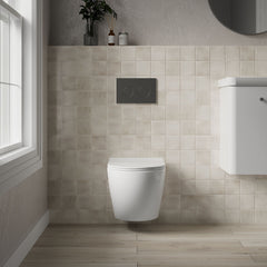 [BCQU340] Rimless Wall Hung Toilet Pan & Soft Close Sandwich Seat - 360mm x 360mm x 482mm - Lifestyle 1
