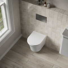 [BCQU341] Rimless Wall Hung Toilet Pan & Soft Close Sandwich Seat - 363mm x 365mm x 475mm - Lifestyle 2