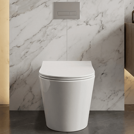 [BCQU341] Rimless Wall Hung Toilet Pan & Soft Close Sandwich Seat - 363mm x 365mm x 475mm - Silo