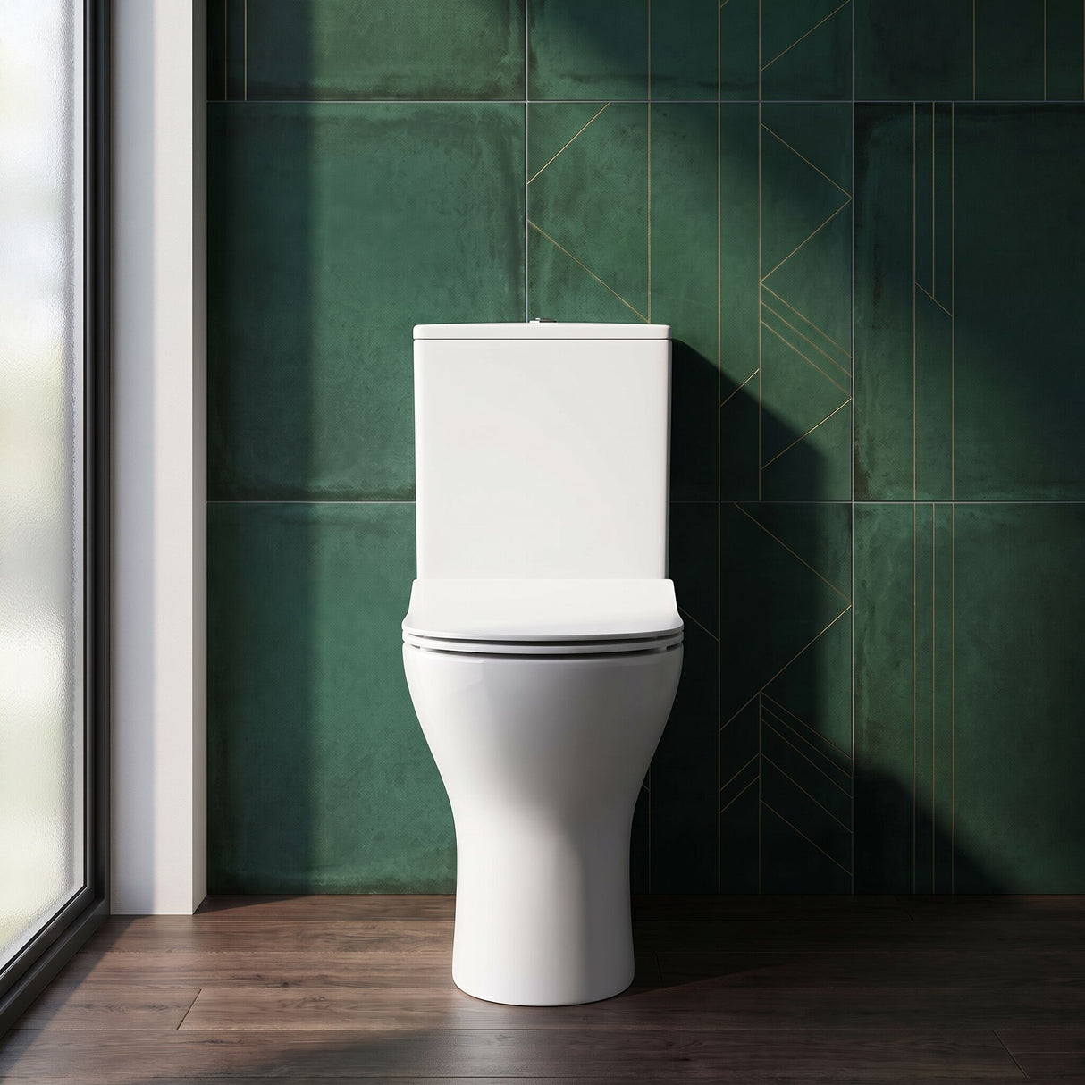 [BCQU350] Compact Rimless Toilet Pan, Cistern and Soft Close Sandwich Seat - 800mm x 375mm x 610mm - Silo