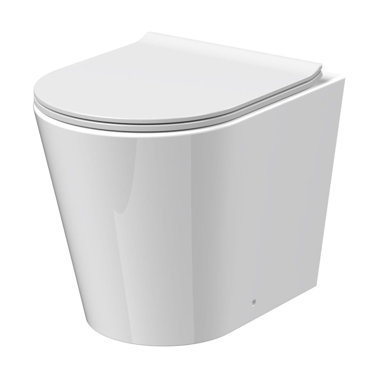 [BCQU606] Contemporary Round Rimless Back to Wall Toilet Pan with Soft Close Sandwich Seat - Cutout