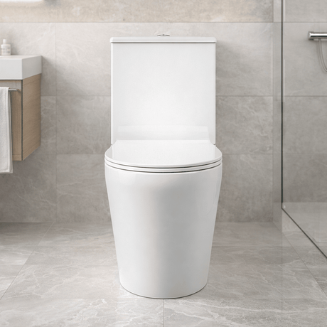 [BCQU650] Compact Rimless Flush to Wall Toilet Pan, Cistern & Soft Close Sandwich Seat - 798mm x 385mm x 612mm - Silo